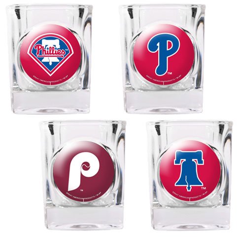 MLB Philadelphia Phillies Four Piece Square Shot Glass Set (Individual Logos)