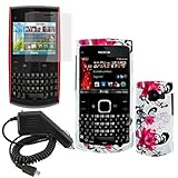 iNcido Brand Nokia X2-01 Combo Red Flower on White Protective Case Faceplat ....