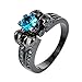 Bamos Jewelry Halloween Water Blue Aquamarine Skulls Black Gold Wedding Rings for Womens Size 6-10