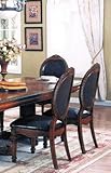 Set of 2 Dining Chairs Black Bycast Cherry Brown Finish