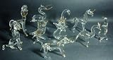 Set of 10 Piece Blown Glass Animal Figurine Set 1.5-3.0h