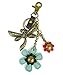 Chala Purse Charm, Key Fob, keychain Decorative Accessories, Dragonfly & Flower