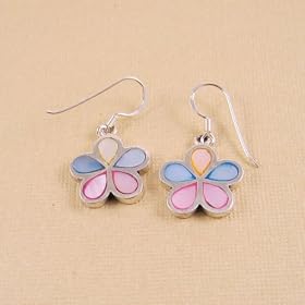 Click here to buy Flower Earrings Sterling Silver Mother of Pearl by EchoMerx.