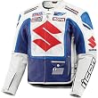 Icon Victory Suzuki Men's Leather Road Race Motorcycle Jacket - Blue