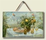 Wood Welcome Sign ~ Tuscan table ~ 5 inch by 8 inch ~ code 301