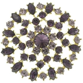 Purple Medallion Flower Pin Brooch by Pugster