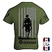 Down Range (Soldier and US Flag) Mens T-Shirt - American Warrior Collection XX-Large OD Green