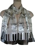 Piano Keys and Music Notes Satin Stripe Musical Instrument Oblong Scarf/sash/belt ~ Choose From Pretty Color Combos