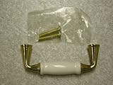 3 Center to Center Drawer Pull White Center with Polished Brass