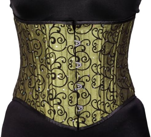 Timeless Trends Floral Flocking Steel Boned Waist Cincher 36 Green And Storage Bag