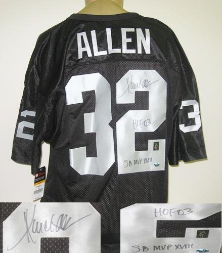 Marcus Allen Oakland Raiders NFL Hand Signed Authentic Style Black Jersey with HOF 03, SB XVIII MVP Inscription
