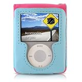 yooZoo 2-Tone Leather Flip Case for Apple iPod Nano 3G with Magentic Enclosure - Horizon Blue/Sunset Pink