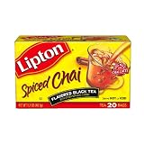 Lipton Flavored Black Tea, Spiced Chai, Tea Bags, 20-Count Boxes (Pack of 6)
