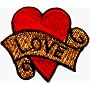 Heart with Love Ribbon - Embroidered Iron On or Sew On Patch