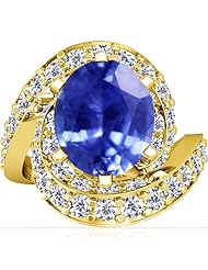 18K Yellow Gold Oval Cut Blue Sapphire Ring With Sidestones (GIA Certificate)