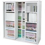 【新書版コミックス、DVDも収納可能! 】 スライド方式でマルチに収納! たっぷり収納本棚 ホワイト 120cm 92014 【18579】