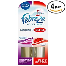 Febreze Noticeables Dual Scented Oil Refill, Enchanted Evening & Renewed Spirit (Pack of 4)