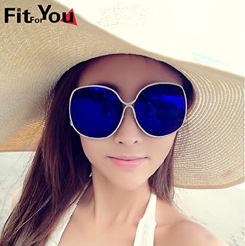 Bright Reflective Color Mirror Lens Aviator Sunglasses Beach Sunglasses Retro Elegant Lady Sunglasses Trendsetter Anti Uv Sunglasses (Blue/Purple)
