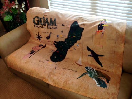Guam Tropical Island Map Jersey Blanket - 49x58 Inches - Medium