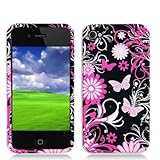Pink Butterfly Flower Design Crystal Hard Skin Case Cover for Verizon Apple ....