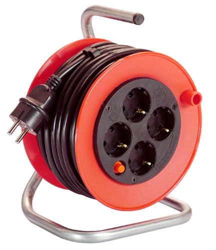 as - Schwabe 10188 Mini-Sicherheits-Kabeltrommel, rot 180mm&Oslash; 15m H05VV-F 3G1,5 schwarz, IP20 Innenbereich