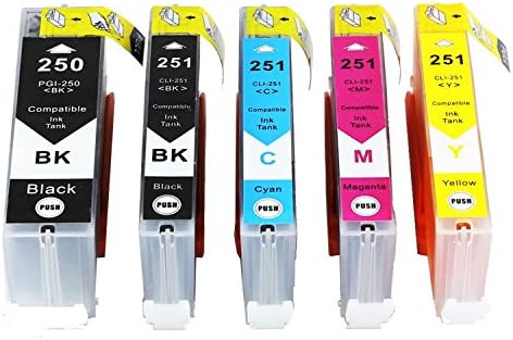 Lin Ink Cartridges for Canon CLI251 Best With Generic Compatible Canon MG6320 MG7120 IP8720 MG7520 BK White Orange 4 Magenta