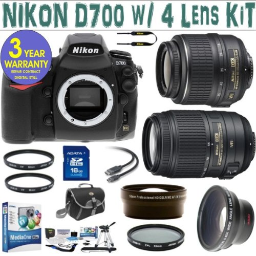 BRAND NEW NIKON D700 (IMPORT) w/ NIKON 18-55 VR LENS + NIKON 55-300 VR LENS + 2X LENS + .45X SUPER WIDE ANGLE LENS + 16 GIG MEMORY CARD + 3 YEAR CELLTIME WARRANTY