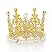 JANOU Crown Tiara Cake Topper Crystal Pearl Children Hair Ornaments for Wedding Birthday Party Cake Decoration (Gold)