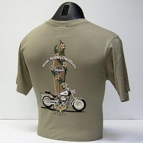 Maui Harley-Davidson Surfboard Lei Khaki T-Shirt