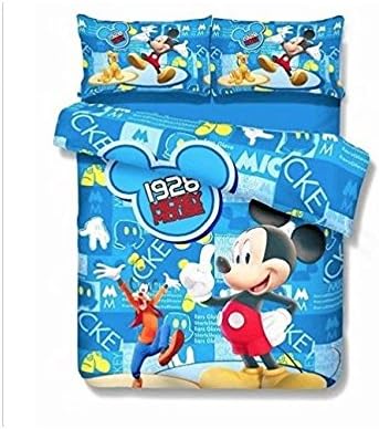 Mickey Mouse and Goofy - Blue Red White - Single Twin 4 Pc Duvet Set - Kids