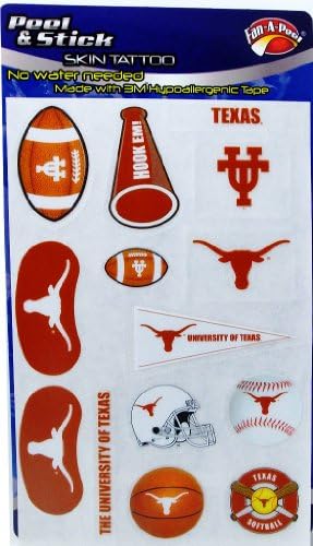 NCAA Texas Longhorns Football Basketball Baseball Set of 14 Assorted Peel &amp; Stick Skin Tattoos