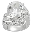 Silvertone Oval and Round-cut Cubic Zirconia Ring