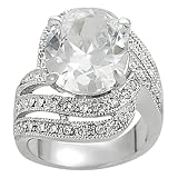 Tressa Silvertone Oval and Round-cut Cubic Zirconia Ring