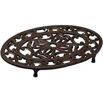 Cast Iron Scrolls Vintage Style Oval Rustic French Country Style Trivet on Feet, French Import