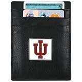 Indiana Hoosiers Black Leather Money Clip and Business Card Holder