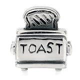 TOASTER Food Solid Sterling Silver Fits European Charm Bead Bracelets
