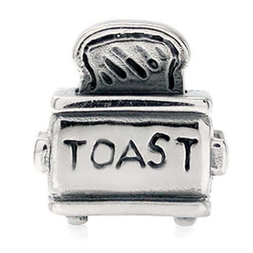 TOASTER Food Solid Sterling Silver Fits European Charm Bead Bracelets