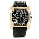 Chronotech Men's 7919M/08 Diagonal Square Black Leather Watch