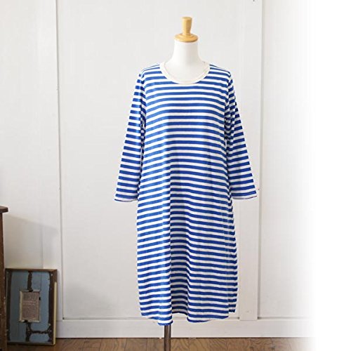 (サンテテ) Saintete ボーダー柄Aライン８分袖ワンピース