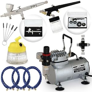 Pro-Multi-purpose-Two-Airbrush-Set-Piston-Compressor-Kit