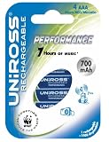 4 Pack of UNiROSS PERFORMANCE AAA (LR03) 700 mAh
