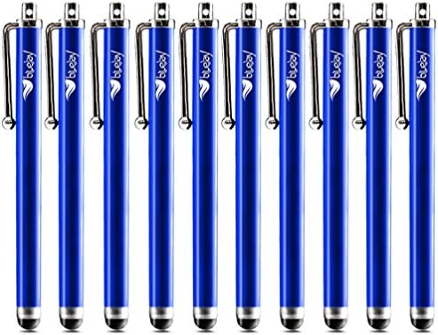 Bundle of 10 Soft Tip Stylus Pens [The BlueJay Brand] Universal Capacitive Stylus Touch Pens 4.5" for Smart Phones &amp; Tablets - BlueJay logo &amp; Retail Packaging (10 pcs included), Blue