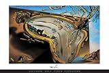 Clock Explosion Art Print Poster By Dali, 24" x 36", with Maple Wood Frame