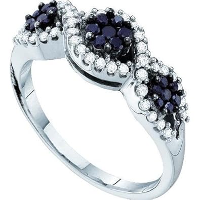 Cheap Girls Jewelry 0.50CT BLACK DIAMOND FLOWER BAND For Sale