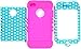 Bastex Heavy Duty Hybrid Case for iPhone 4, 4S, - Pink Silicone / Multi Color Polka Dot Hard Cover
