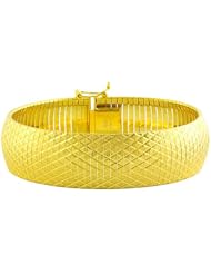 18 Karat Gold over Silver 18-mm Satin & Diamond-cut Cubetto Bracelet (8 Inch)