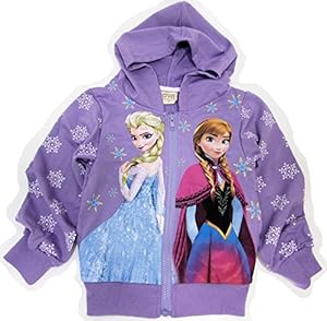 Girls Frozen Anna Elsa Purple Hooded Sweat Jacket for Fall/Spring ~ Ages 2 to 7 (4-5Y (110))
