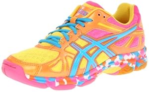 ASICS Women's GEL-Flashpoint Volleyball Shoe,Orange Flame/Neon Blue/Pink,6.5 M US