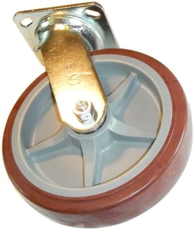 Swivel Plate Caster with Polyurethane Maroon on Gray 8" x 2" Wheel with Roller Bearing 800# Capacity, 9-1/2" OAH