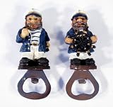Handpainted Captain Beer Bottle Opener With Refrigerator Magnet (Set Of 2)